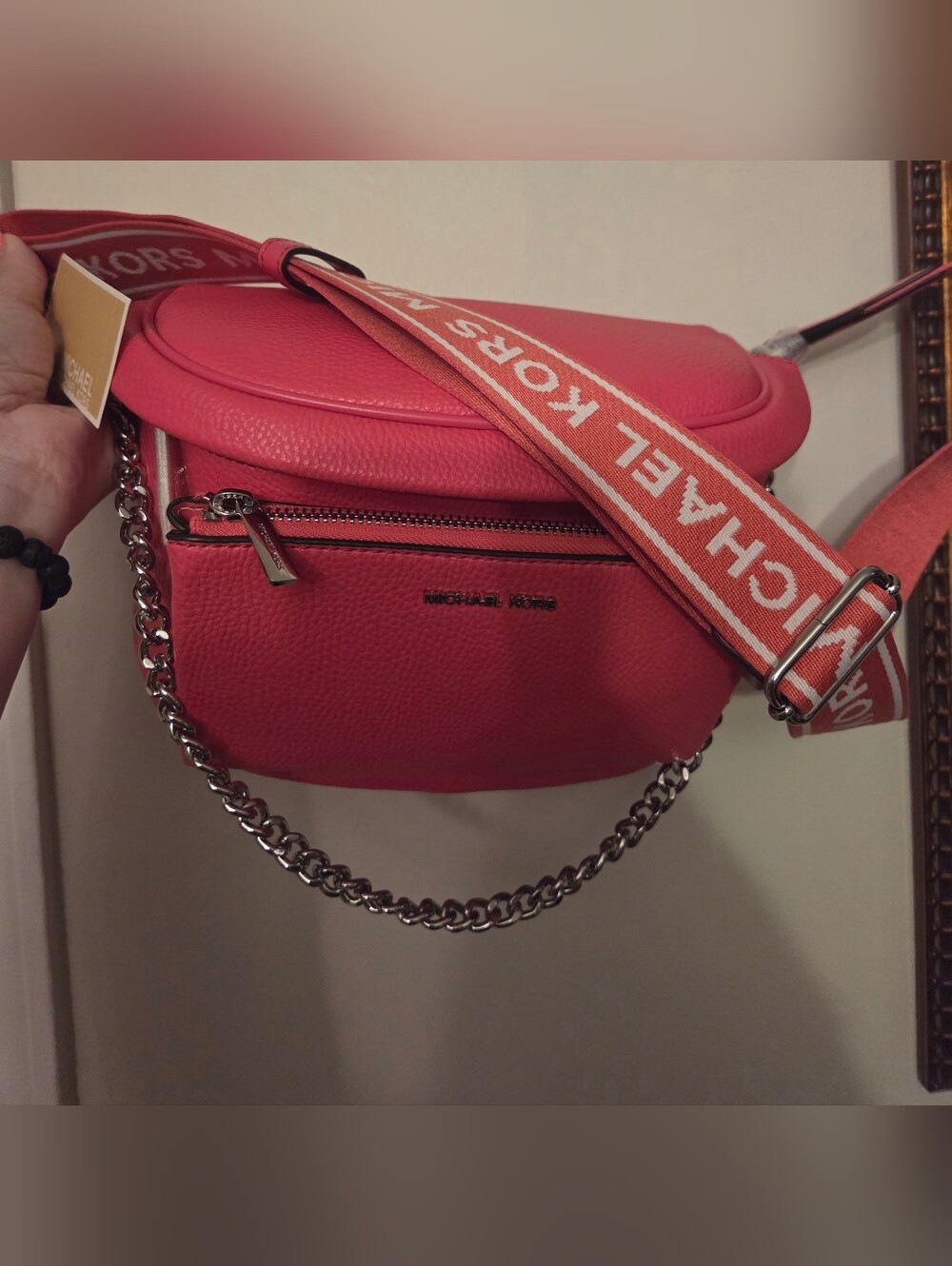 NWT Michael Kors Slater Medium Signature Logo Chain Sling Pack Crossbody Bag NEW
